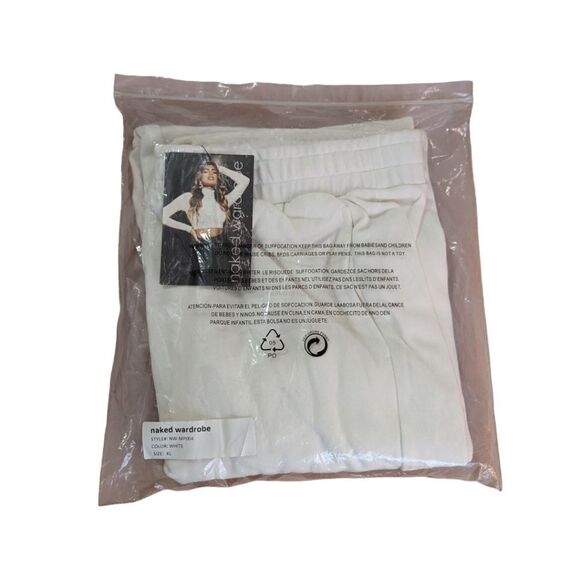 Naked‎ Wardrobe Jogger Cozy Sweatpants Women's sz XL in White NEW WITH TAGS - Picture 9 of 12